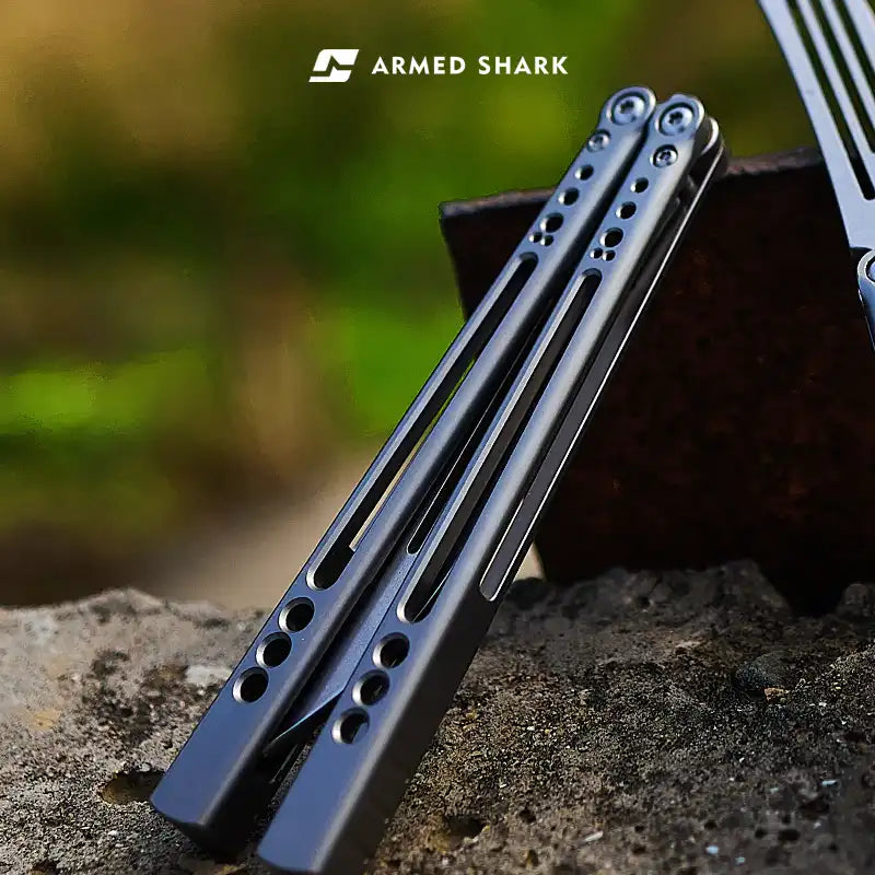 Armed Shark Gale TC4 Titanium Alloy Balisong Butterfly Trainer Knife