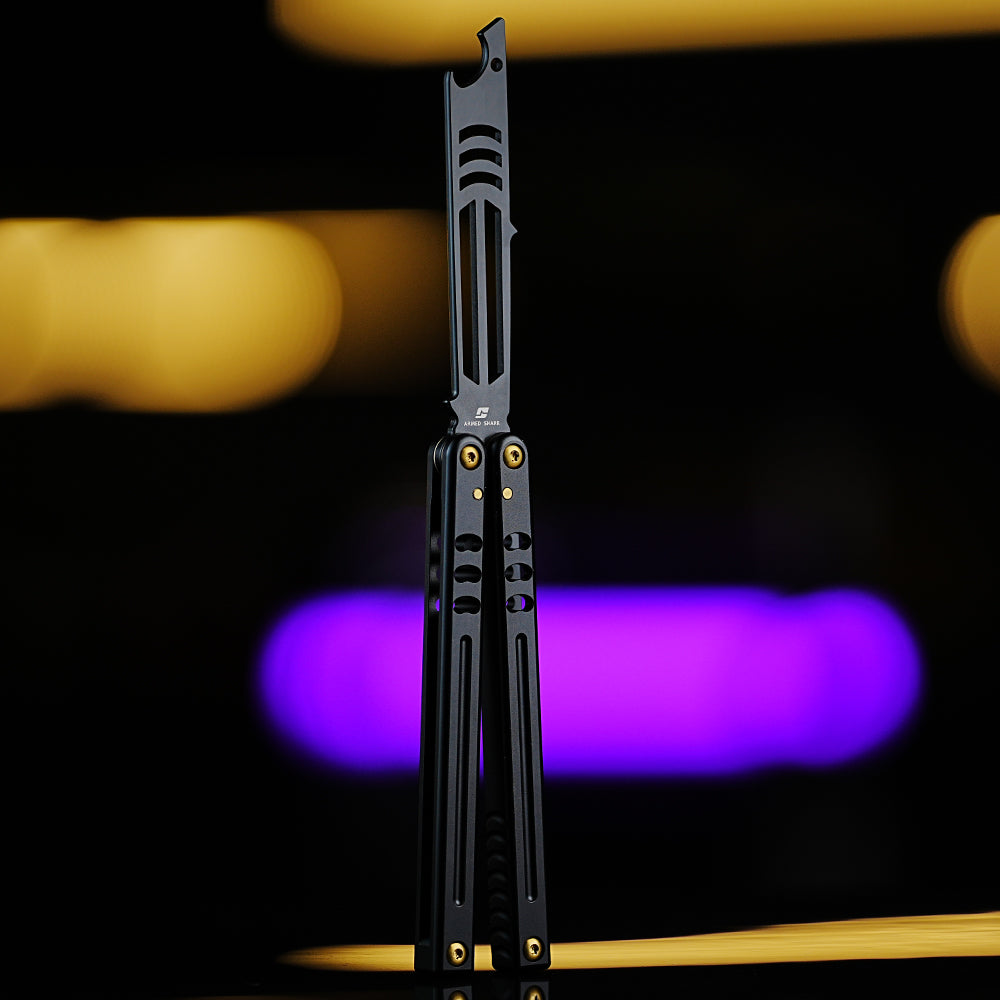 Armed Shark Inked Mako Bottle Opener Balisong Butterfly Trainer Knife
