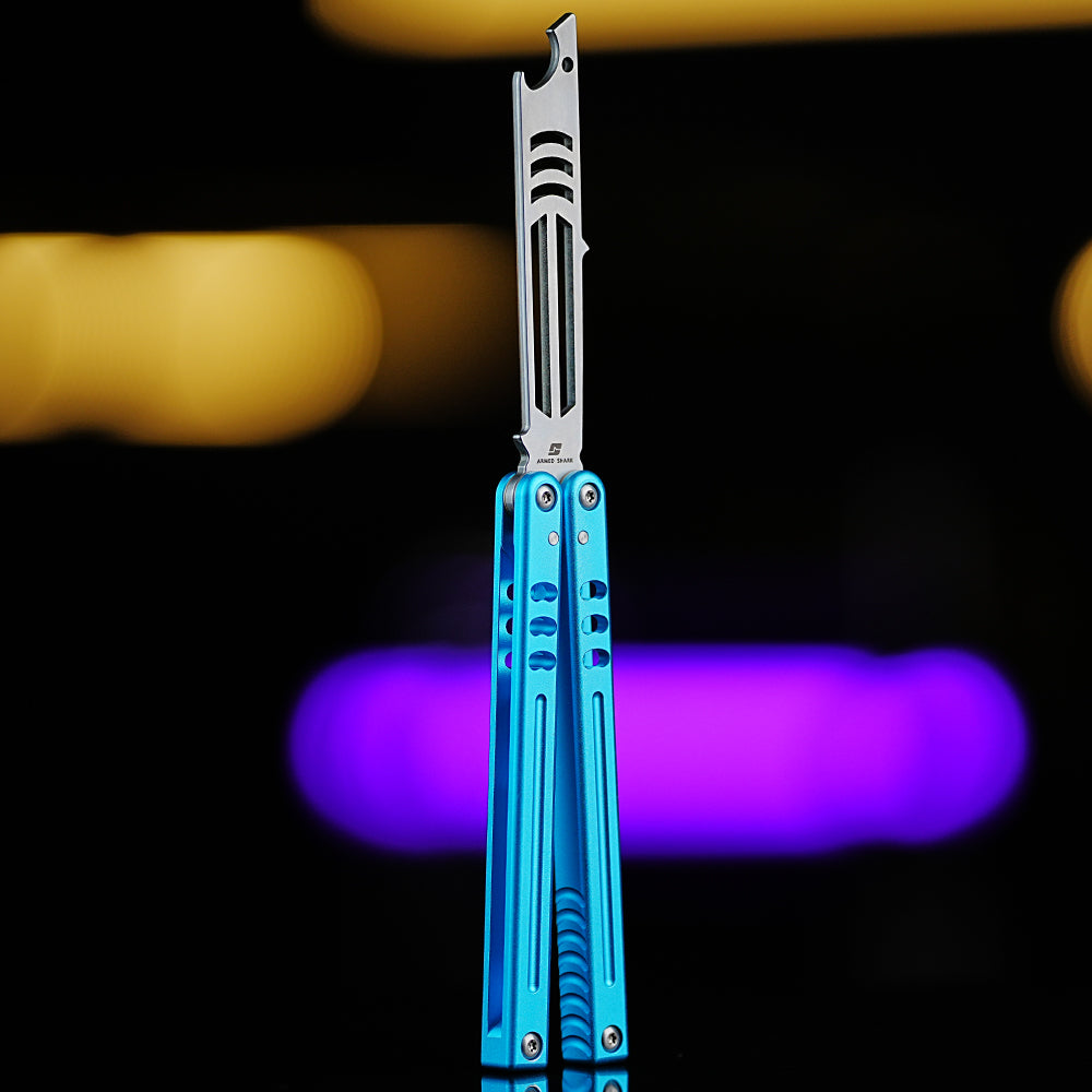 Armed Shark Inked Mako Bottle Opener Balisong Butterfly Trainer Knife