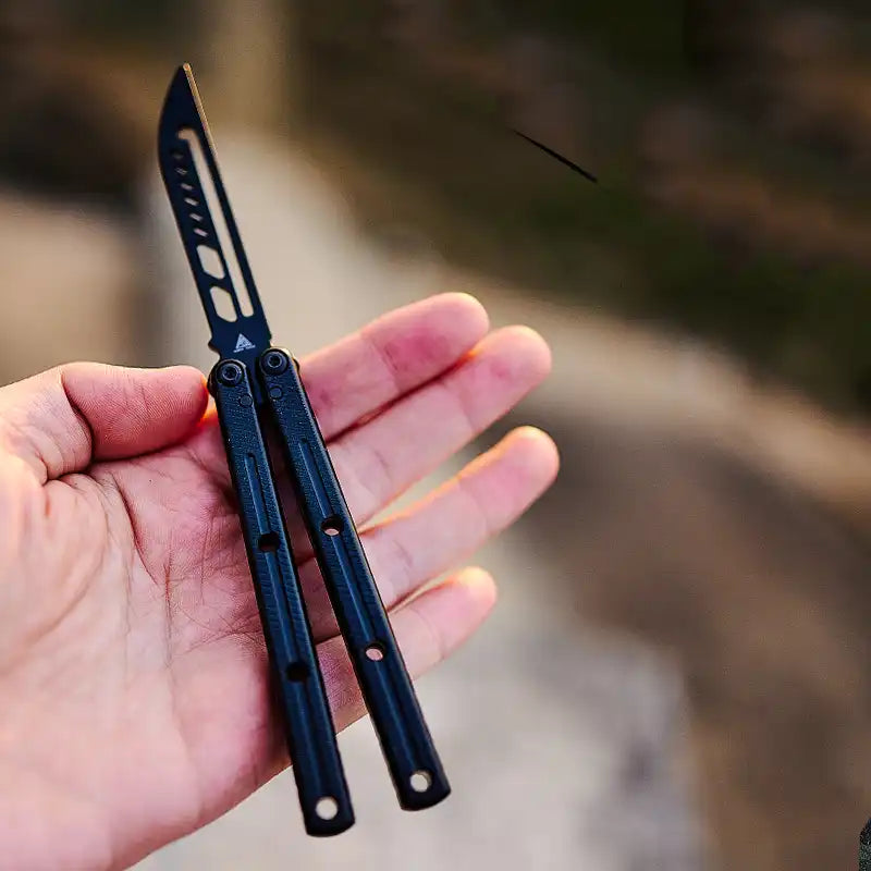 Shark Mini Kraken Clone pocket Balisong Butterflyknife Flipper Trainer Safe  EDC Outdoor Knife Aluminum Handle CNC Bushings