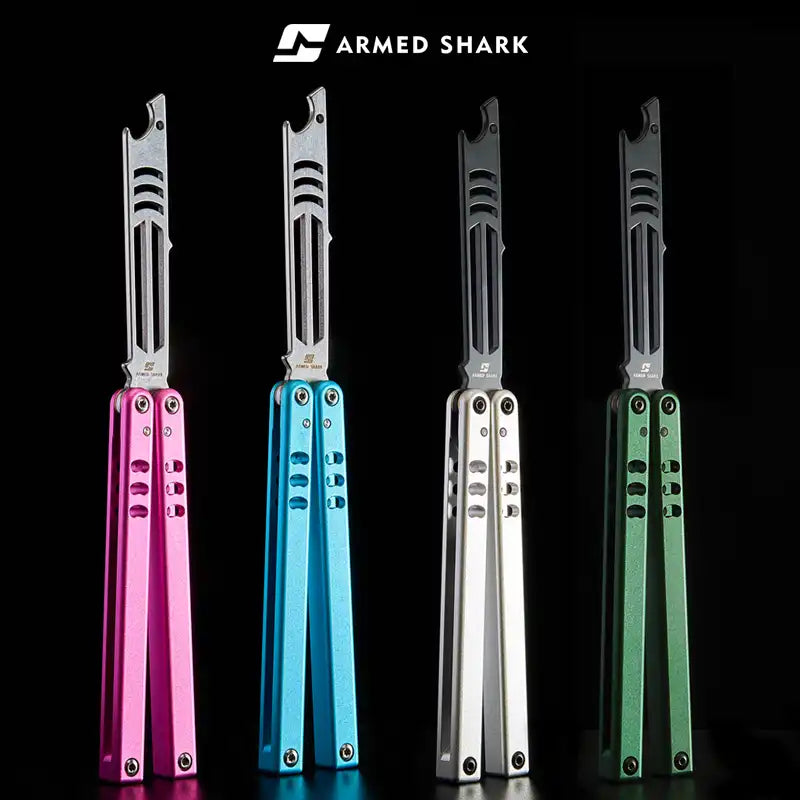 Armed Shark Inked Mako Bottle Opener Balisong Butterfly Trainer Knife