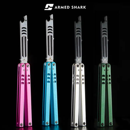 Armed Shark Inked Mako Bottle Opener Balisong Butterfly Trainer Knife