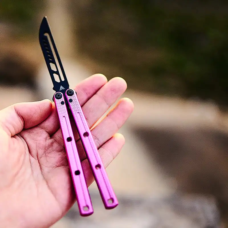 Shark Mini Kraken Clone pocket Balisong Butterflyknife Flipper Trainer Safe  EDC Outdoor Knife Aluminum Handle CNC Bushings