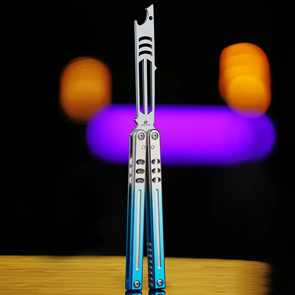 Armed Shark Inked Mako Bottle Opener Balisong Butterfly Trainer Knife