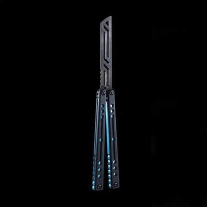 Armed Shark Nautilus v2 Balisong Trainer – Black Blue | Black handle with blue liners and black trainer edge