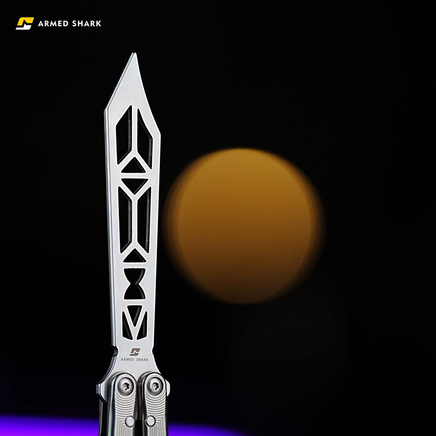 Close-up of the titanium pattern design on Armed Shark REP/SE trainer